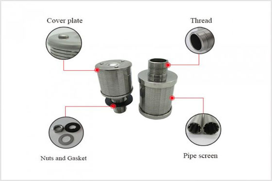 SS304 316l Johnson Vee Wire Screen Water Filter versieht DN53mm mit einer Düse